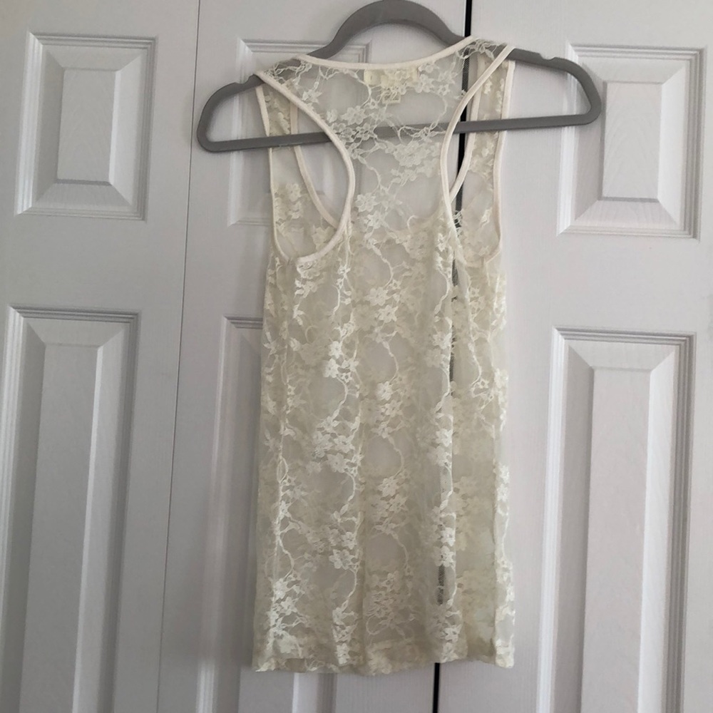Cream Racerback Lace Tank - Picture 2 of 2